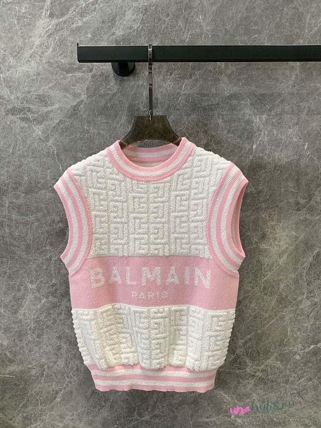 Balmain Knit Top White and Pink - 1