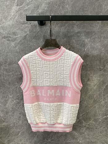 Balmain Knit Top White and Pink