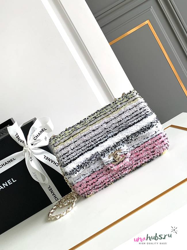 	 Chanel Flap Bag Sequins Multicolor - 21x14x8cm - 1