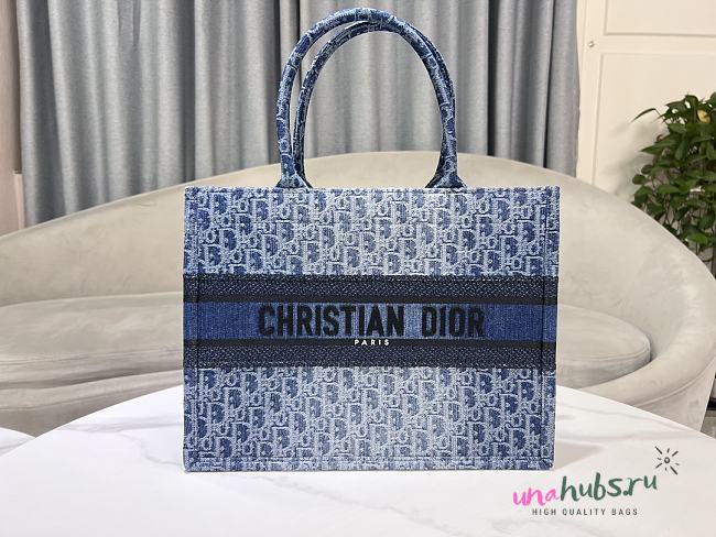 Dior Medium Book Tote Denim Blue - 36cm - 1