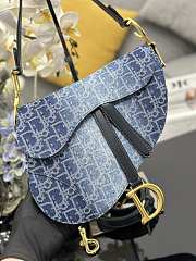 Dior Saddle Denim Blue Oblique Bag - 25.5 x 20 x 6.5 cm - 5