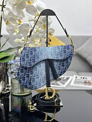 Dior Saddle Denim Blue Oblique Bag - 25.5 x 20 x 6.5 cm - 1