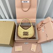 Miu Miu Wander Raffia Beige Top Handle Bag - 22×7×12cm - 1