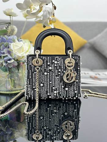 	 Dior Lady Black And Pearl Bag - 17x7x15cm