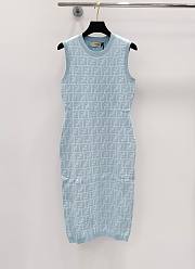 Fendi Blue FF Motif Sleeveless Body Dress - 1