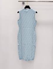 Fendi Blue FF Motif Sleeveless Body Dress - 5