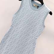 Fendi Blue FF Motif Sleeveless Body Dress - 3