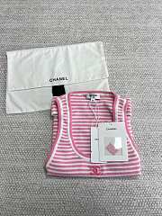 Chanel Women Tank Top Pink Stripped  - 2