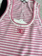 Chanel Women Tank Top Pink Stripped  - 4