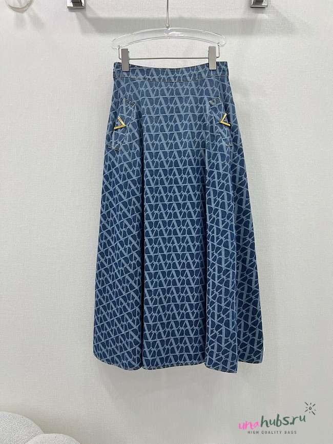 Valentino Vlogo Midi Dress Denim Blue - 1