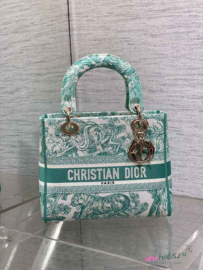 	 Dior Lady Medium D-Lite Blue Bag - 24*11*20cm - 1