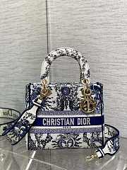 	 Dior Lady Medium D-Lite Embroidery Blue Bag - 24*11*20cm - 1