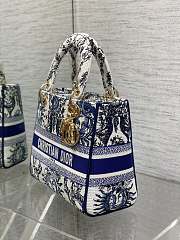 	 Dior Lady Medium D-Lite Embroidery Blue Bag - 24*11*20cm - 5