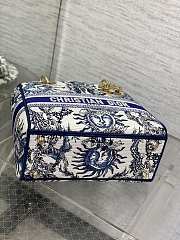 	 Dior Lady Medium D-Lite Embroidery Blue Bag - 24*11*20cm - 3