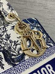 	 Dior Lady Medium D-Lite Embroidery Blue Bag - 24*11*20cm - 2