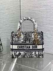 	 Dior Lady Medium D-Lite Embroidery Black Bag - 24*11*20cm - 6