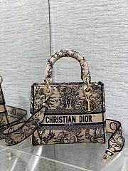 	 Dior Lady Medium D-Lite Embroidery Brown Bag - 24*11*20cm - 1