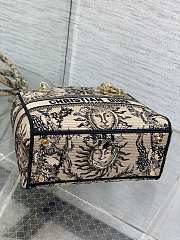 	 Dior Lady Medium D-Lite Embroidery Brown Bag - 24*11*20cm - 5