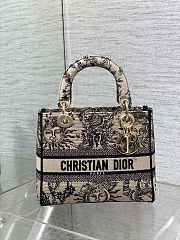 	 Dior Lady Medium D-Lite Embroidery Brown Bag - 24*11*20cm - 4