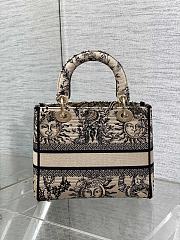 	 Dior Lady Medium D-Lite Embroidery Brown Bag - 24*11*20cm - 3