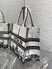 Dior Medium Book Tote Black And White Effei Tower Embroidery - 6