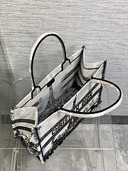 Dior Medium Book Tote Black And White Effei Tower Embroidery - 5