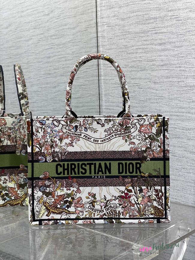 Dior Medium Book Tote Ecru Multicolor Dior 4 Saisons Automne Soleil Embroidery  - 1