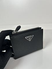 	 Prada Black Saffiano Card Holder Silver Hardware - 1