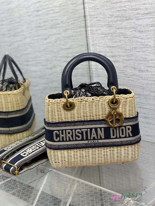 Dior Medium Lady Dior Wicker Oblique Jacquard Bag - 24*12*20cm - 1