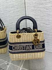 Dior Medium Lady Dior Wicker Oblique Jacquard Bag - 24*12*20cm - 2