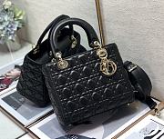 	 Dior Lady Medium Black Cannage Lambskin - 24 x 20 x 12 cm - 1