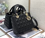 	 Dior Lady Medium Black Cannage Lambskin - 24 x 20 x 12 cm - 2