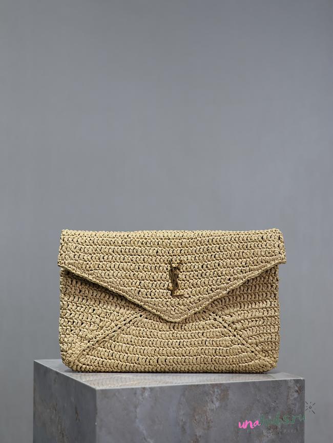 YSL Natural Raffia Cassandre Envelope - 29.5×18×4.5cm - 1