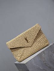 YSL Natural Raffia Cassandre Envelope - 29.5×18×4.5cm - 5