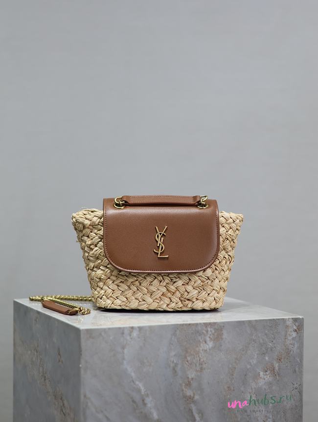 YSL Saint Laurent small Manon raffia crossbody bag - 23X12X6cm - 1