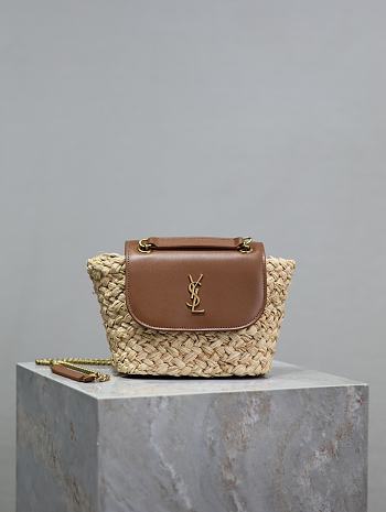 YSL Saint Laurent small Manon raffia crossbody bag - 23X12X6cm