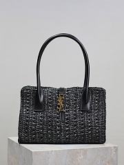 YSL PANIER RECTANGULAR IN RAFFIA AND AGED LEATHER - 29×21×9cm - 1