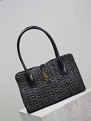 YSL PANIER RECTANGULAR IN RAFFIA AND AGED LEATHER - 29×21×9cm - 6