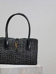 YSL PANIER RECTANGULAR IN RAFFIA AND AGED LEATHER - 29×21×9cm - 2