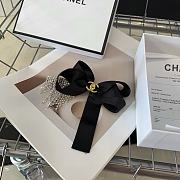 Chanel Black Ribbon Hairclip CC Logo - 5