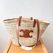 Celine raffia tote bag in beige and brown - 49 X 26.5 X 28.5cm - 1