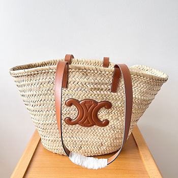 Celine raffia tote bag in beige and brown - 49 X 26.5 X 28.5cm