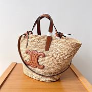 Celine raffia tote bag in beige and brown - 21.5 X 22 X 13cm - 6