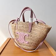 	 Celine raffia tote bag in beige and pink - 21.5 X 22 X 13cm - 2