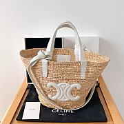 Celine raffia tote bag in beige and white - 21.5 X 22 X 13cm - 1