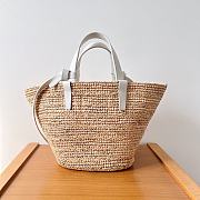 Celine raffia tote bag in beige and white - 21.5 X 22 X 13cm - 3