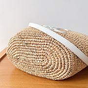 Celine raffia tote bag in beige and white - 21.5 X 22 X 13cm - 4