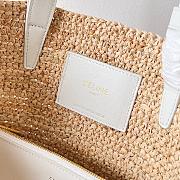 Celine raffia tote bag in beige and white - 21.5 X 22 X 13cm - 2