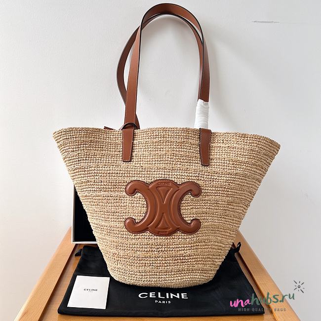 Celine Raffia Beige Tote - 22 X 30 X 14cm - 1