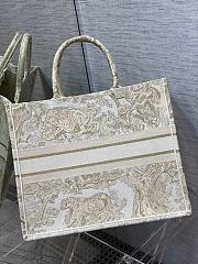 	 Dior Book Tote Large Ivory And Gold Toile De Jouy Embroidery - 6